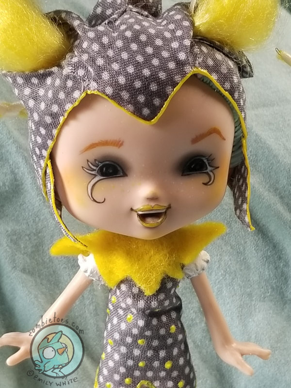 "Juniper" Jester Art Doll (c) Emily White 2018  zombietoes.com