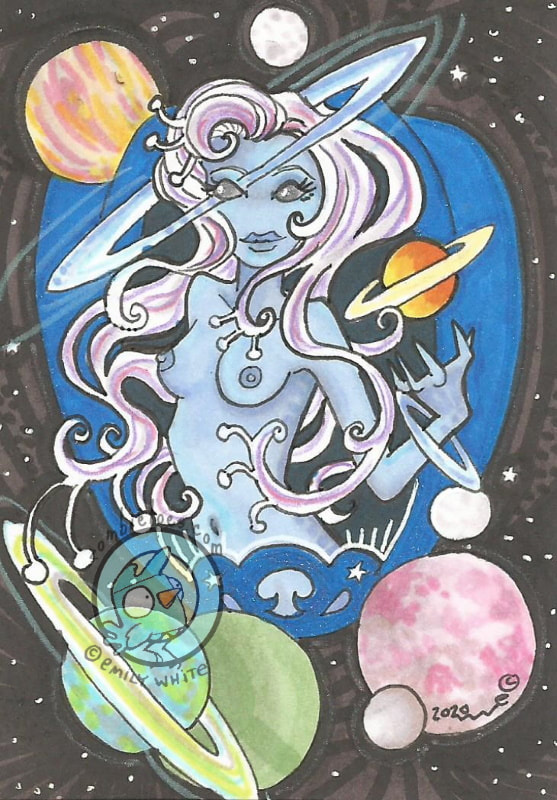 "Galaxia" Sci-Fi Fantasy Art (c) Emily White 2020  zombietoes.com